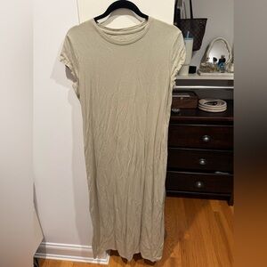 Olive Short Sleeve Knit Maxi Dress